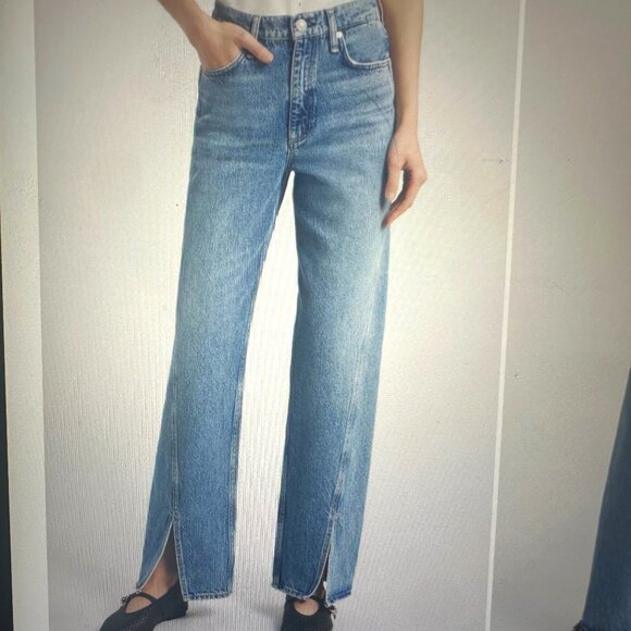 rag & bone Denim - Rag & Bone High Waist Slit Hem Straight Leg Jeans Sz27